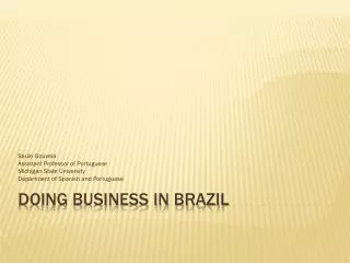 DOING BUSINESS IN BRAZIL