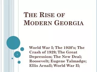The Rise of Modern Georgia