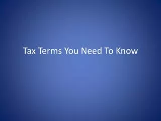 Tax Terms You Need To Know