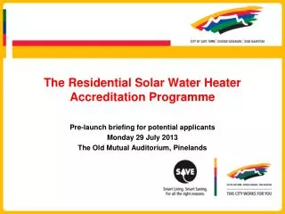 The Residential Solar Water Heater Accreditation Programme