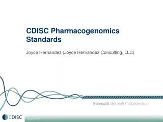 CDISC Pharmacogenomics Standards