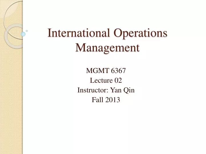 international operations management