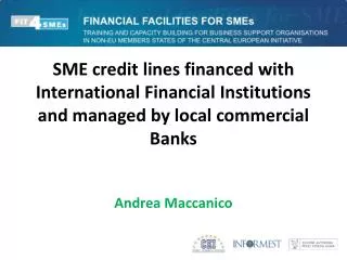 SME credit lines financed with International Financial Institutions and managed by local commercial Banks