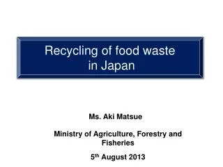 Recycling of food waste in Japan