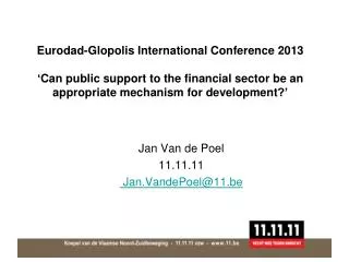 Jan Van de Poel 11.11.11 Jan.VandePoel @11.be