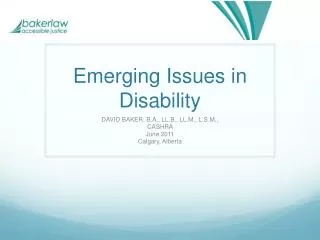 Emerging Issues in Disability
