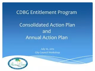 CDBG Entitlement Program Consolidated Action Plan and Annual Action Plan