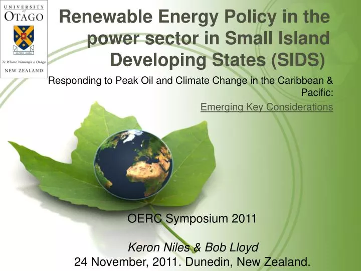 renewable energy policy in the power sector in small island developing states sids