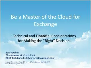 Be a Master of the Cloud for Exchange