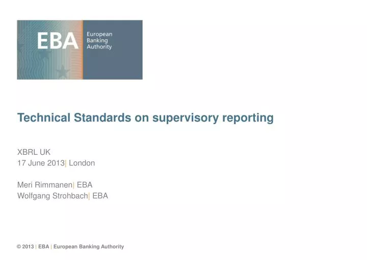 technical standards on supervisory reporting