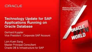 Technology Update for SAP Applications Running on Oracle Database