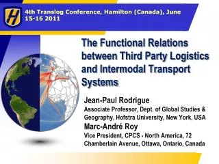 The Functional Relations between Third Party Logistics and Intermodal Transport Systems