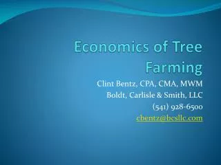 Economics of Tree Farming