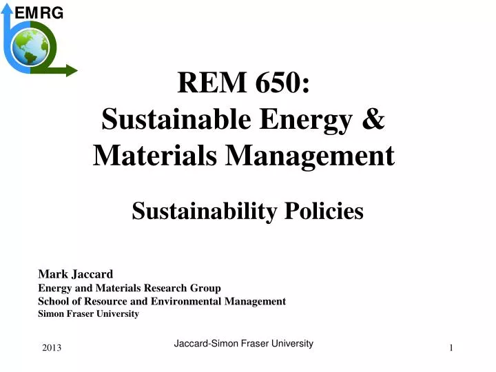 rem 650 sustainable energy materials management