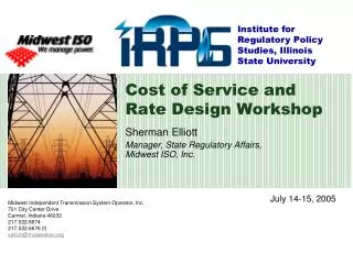 Cost of Service and Rate Design Workshop