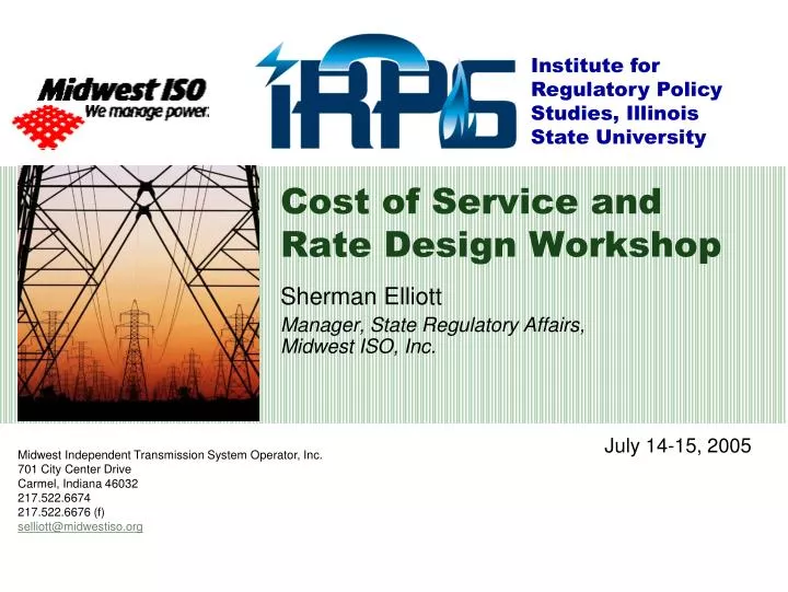 cost of service and rate design workshop