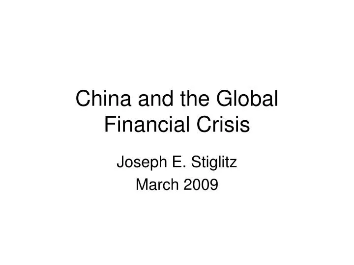 china and the global financial crisis