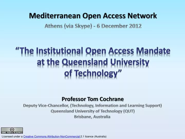 the institutional open access mandate at the queensland university of technology