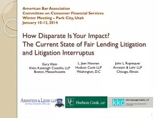 How Disparate Is Your Impact? The Current State of Fair Lending Litigation and Litigation Interruptus