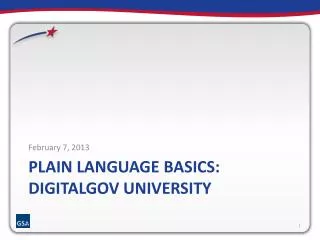 Plain LANGUAGE Basics: DigitalGov University