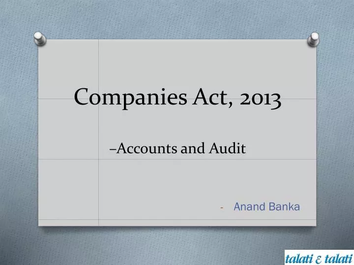 companies act 2013 accounts and audit