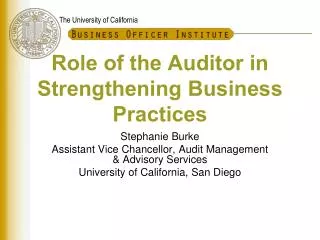 Role of the Auditor in Strengthening Business Practices