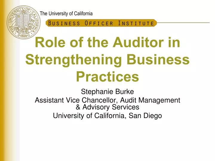 role of the auditor in strengthening business practices