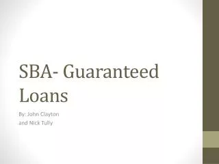 SBA- Guaranteed Loans