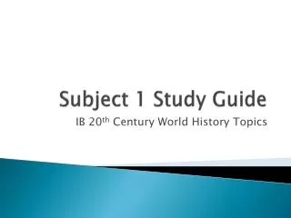 Subject 1 Study Guide
