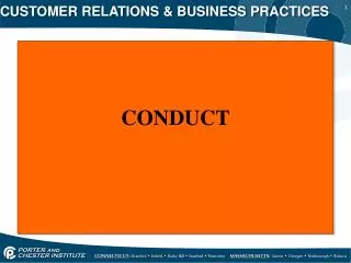 CUSTOMER RELATIONS &amp; BUSINESS PRACTICES