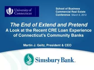 School of Business Commercial Real Estate Conference March 6, 2012