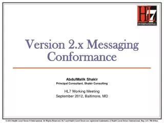 Version 2.x Messaging Conformance