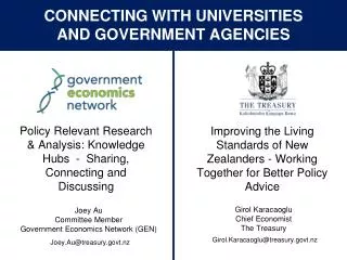 Connecting with Universities and Government Agencies