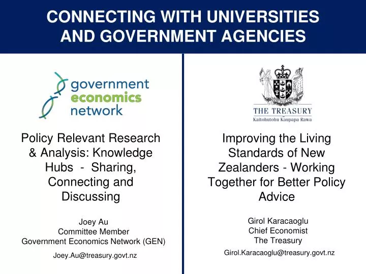 connecting with universities and government agencies