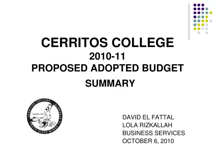 cerritos college 2010 11 proposed adopted budget