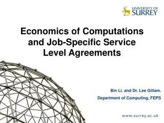 Economics of Computations and Job-Specific Service Level Agreements