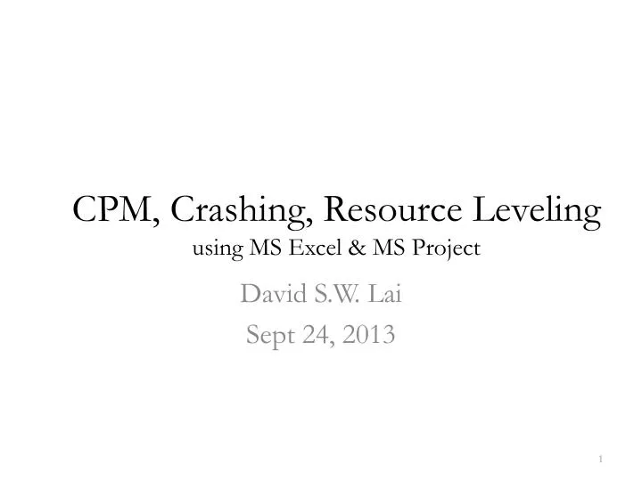 cpm crashing resource leveling using ms excel ms project