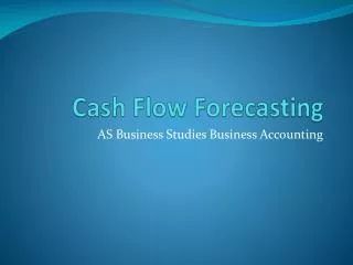 Cash Flow Forecasting