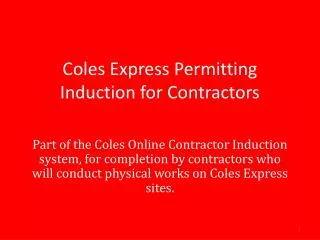 Coles Express Permitting Induction for Contractors