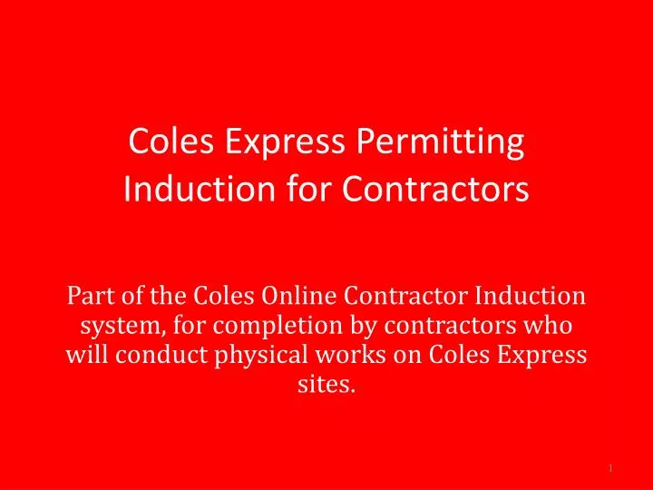 coles express permitting induction for contractors