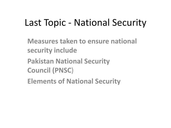 last topic national security