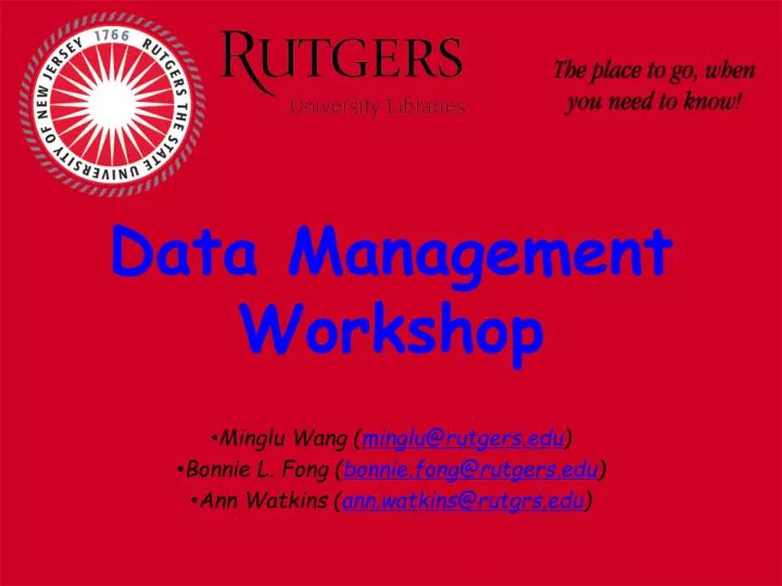 data management workshop