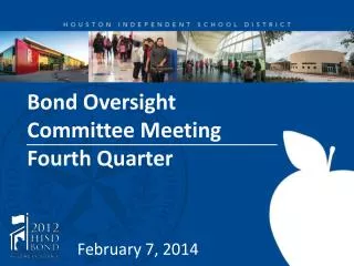 Bond Oversight Committee Meeting Fourth Quarter
