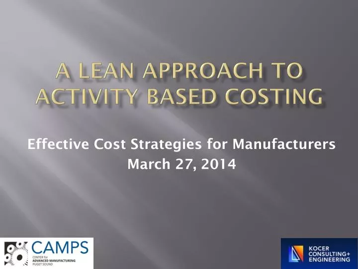a lean approach to activity based costing