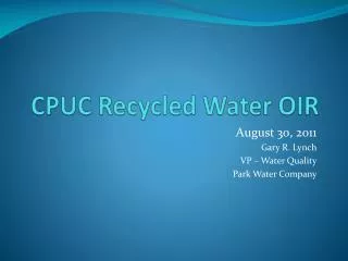CPUC Recycled Water OIR