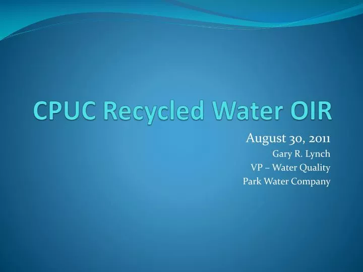 cpuc recycled water oir