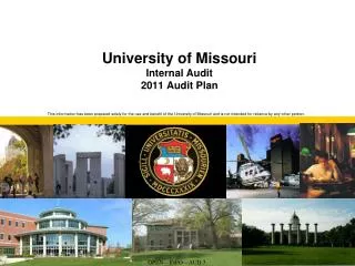 University of Missouri Internal Audit 2011 Audit Plan