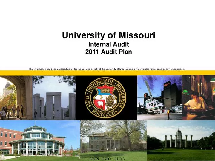 university of missouri internal audit 2011 audit plan