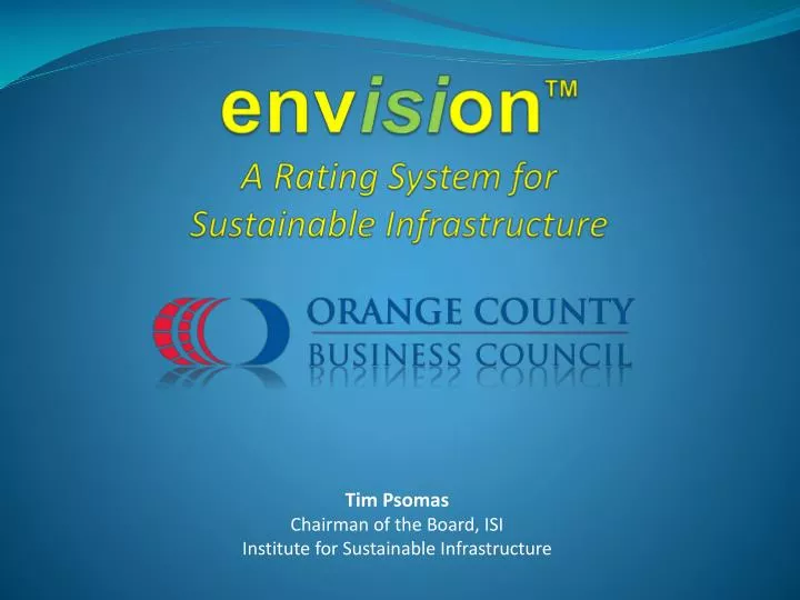 env isi on tm a rating system for sustainable infrastructure