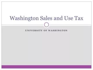 Washington Sales and Use Tax